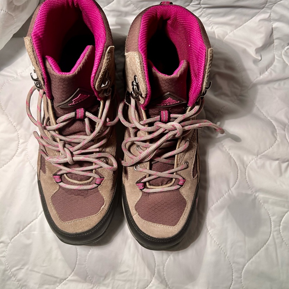 High Sierra Pink and Tan Hiking Boots